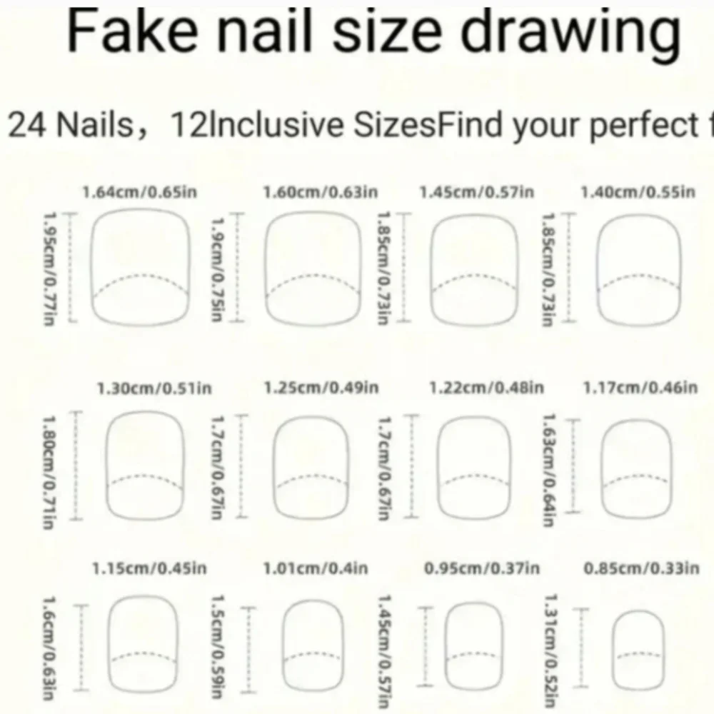 24 Pieces Flower Multi Color Design Press On Nails